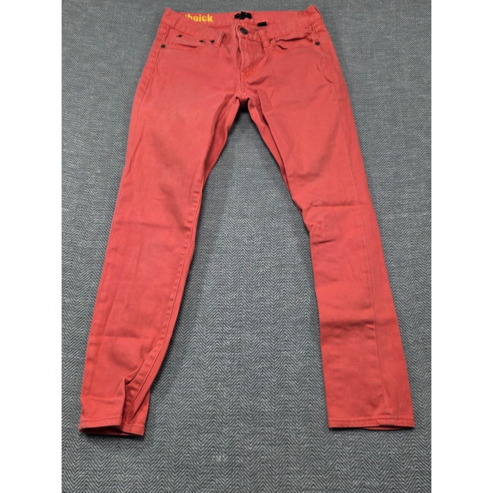 J Crew Toothpick Coral Red Stretch Skinny Jeans Women Size 25 RN77388